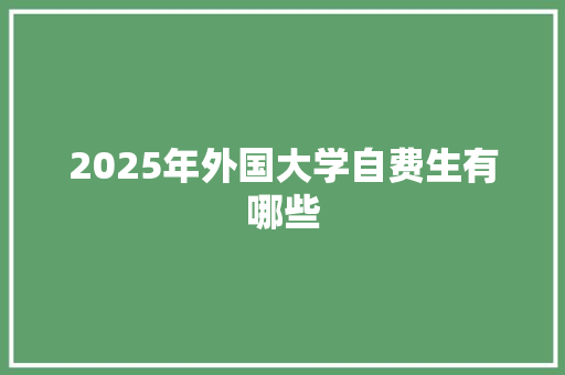 2025年外国大学自费生有哪些