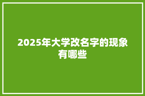 2025年大学改名字的现象有哪些