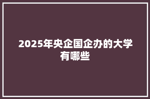 2025年央企国企办的大学有哪些