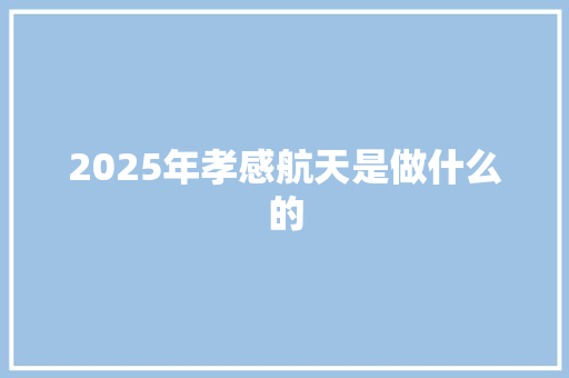 2025年孝感航天是做什么的