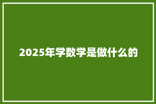 2025年学数学是做什么的 词汇积累