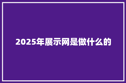 2025年展示网是做什么的