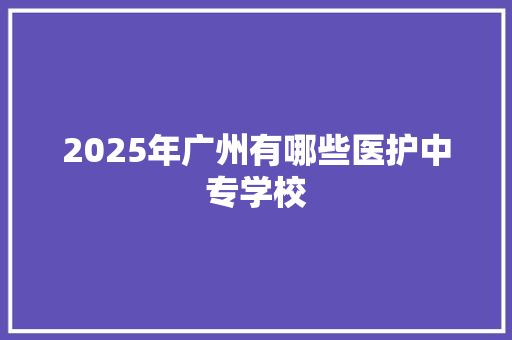 2025年广州有哪些医护中专学校