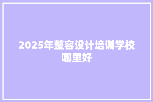 2025年整容设计培训学校哪里好