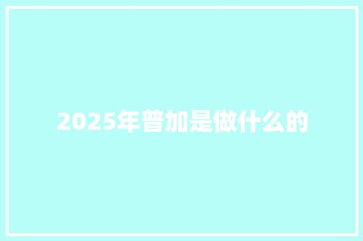 2025年普加是做什么的