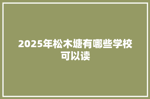 2025年松木塘有哪些学校可以读