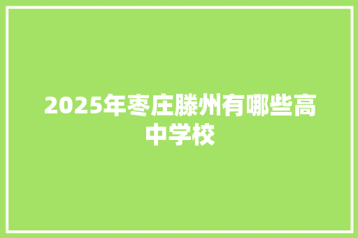2025年枣庄滕州有哪些高中学校