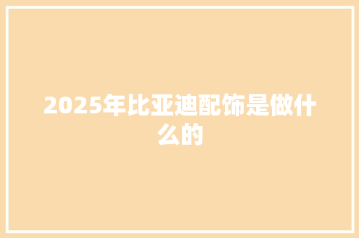 2025年比亚迪配饰是做什么的
