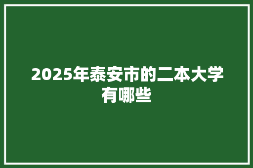 2025年泰安市的二本大学有哪些