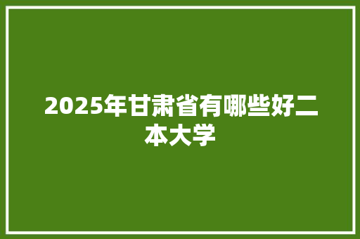2025年甘肃省有哪些好二本大学 商业文案