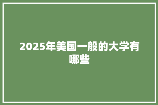 2025年美国一般的大学有哪些