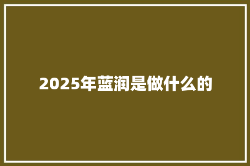 2025年蓝润是做什么的