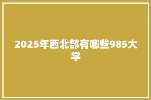 2025年西北部有哪些985大学