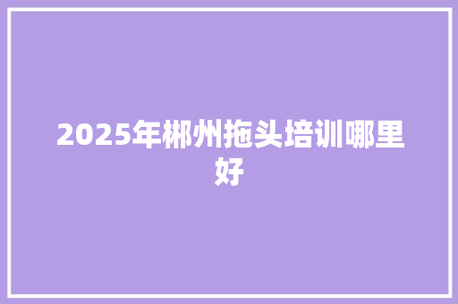2025年郴州拖头培训哪里好