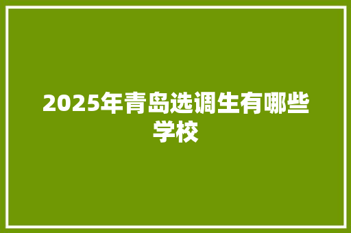 2025年青岛选调生有哪些学校