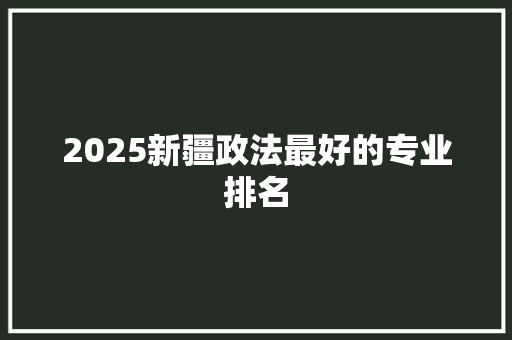 2025新疆政法最好的专业排名