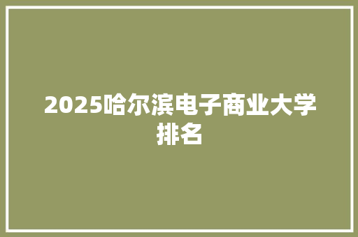 2025哈尔滨电子商业大学排名