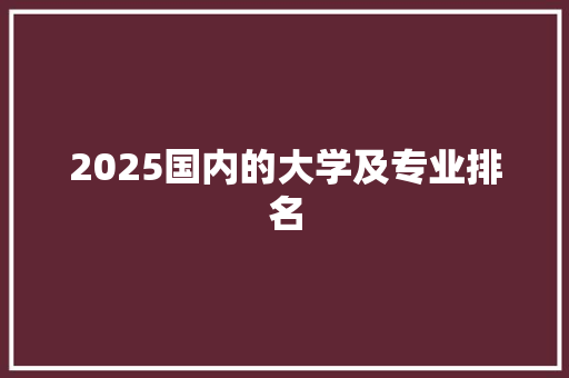 2025国内的大学及专业排名