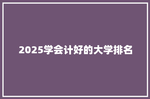 2025学会计好的大学排名