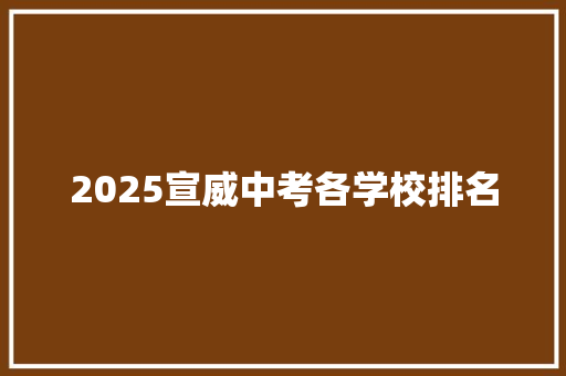 2025宣威中考各学校排名