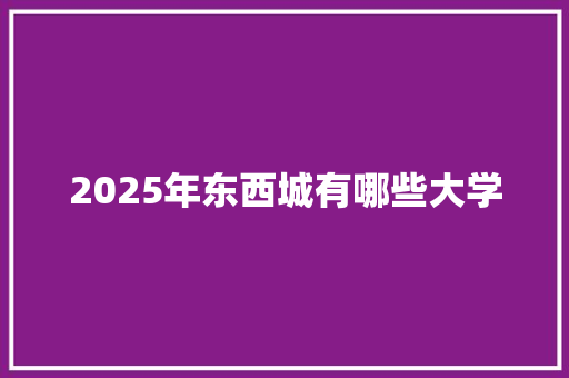 2025年东西城有哪些大学