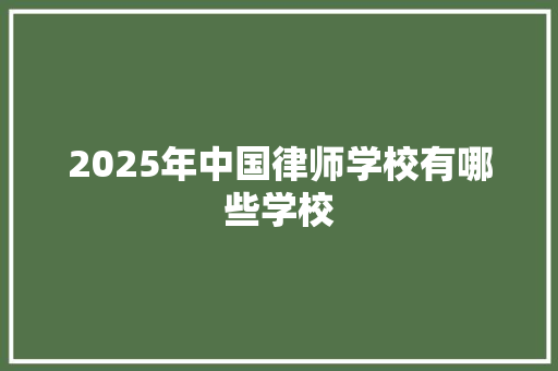 2025年中国律师学校有哪些学校