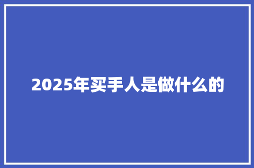 2025年买手人是做什么的