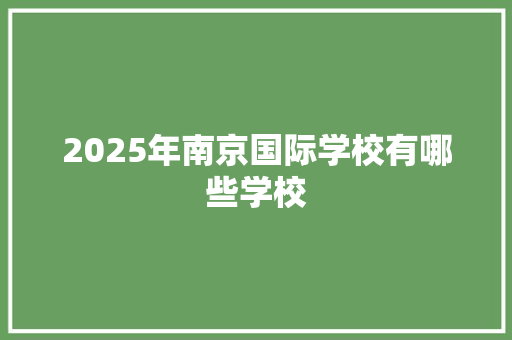 2025年南京国际学校有哪些学校