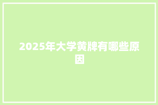 2025年大学黄牌有哪些原因