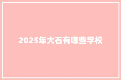 2025年大石有哪些学校