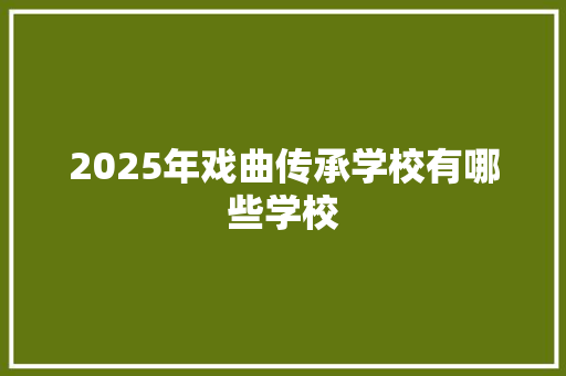 2025年戏曲传承学校有哪些学校 写作素材