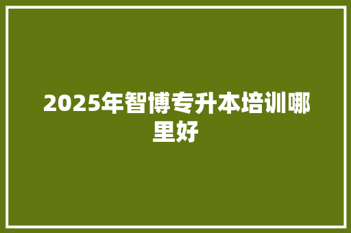 2025年智博专升本培训哪里好