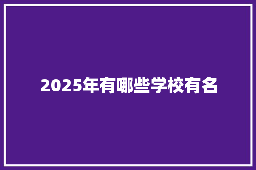 2025年有哪些学校有名