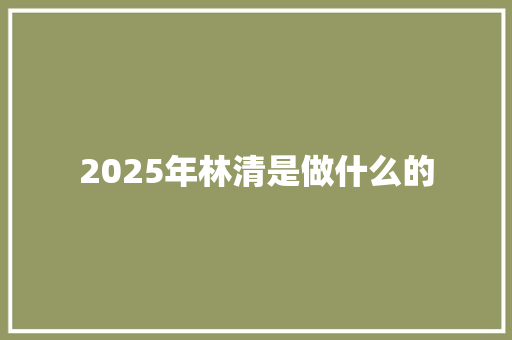 2025年林清是做什么的