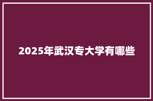 2025年武汉专大学有哪些