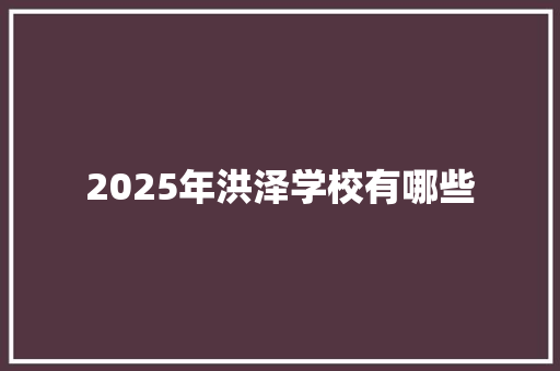 2025年洪泽学校有哪些