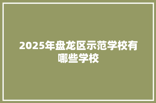 2025年盘龙区示范学校有哪些学校