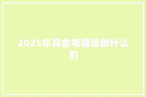 2025年真金电镀是做什么的