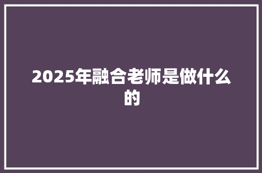 2025年融合老师是做什么的
