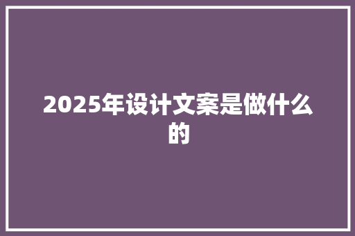 2025年设计文案是做什么的