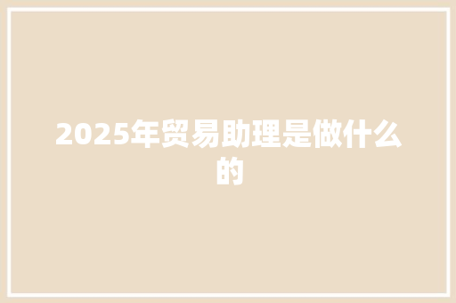 2025年贸易助理是做什么的