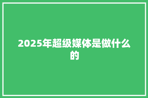 2025年超级媒体是做什么的