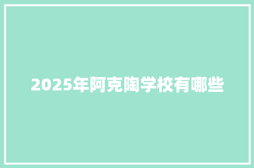 2025年阿克陶学校有哪些