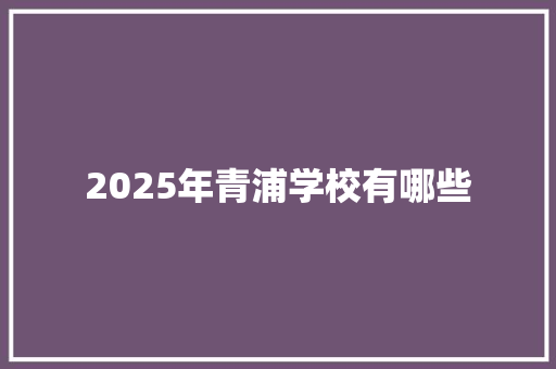 2025年青浦学校有哪些