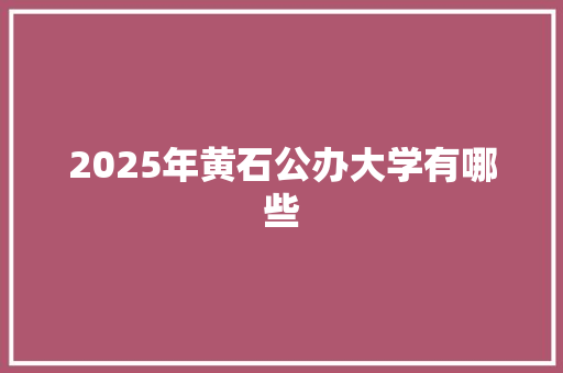2025年黄石公办大学有哪些