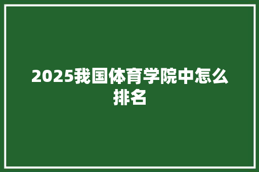 2025我国体育学院中怎么排名