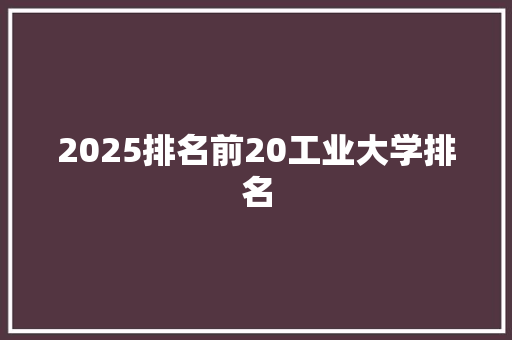 2025排名前20工业大学排名