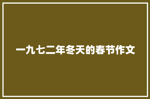 一九七二年冬天的春节作文