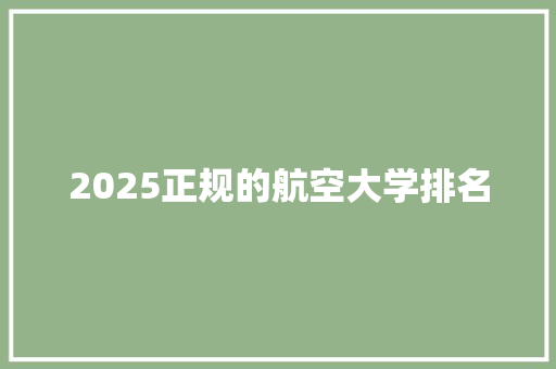 2025正规的航空大学排名 报告写作