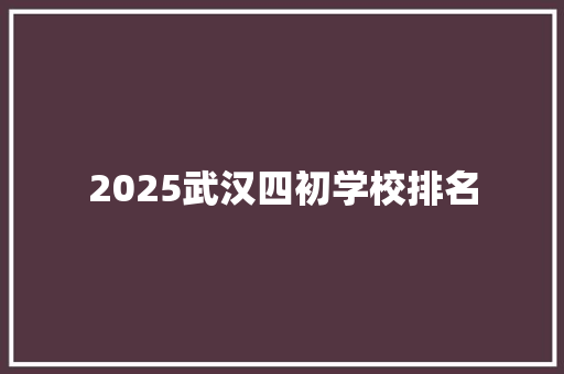2025武汉四初学校排名